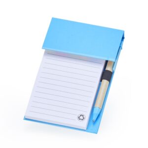 Bloco de Anotações com Autoadesivos e Caneta. — Azul
