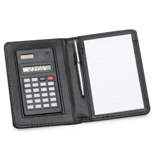 Bloco de Anotações com Calculadora e Caneta.