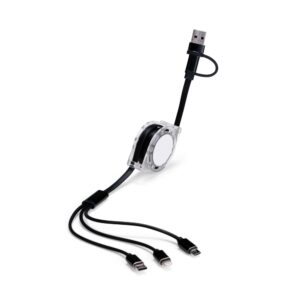 Cabo Retrátil 3 em 1 com Adaptador.