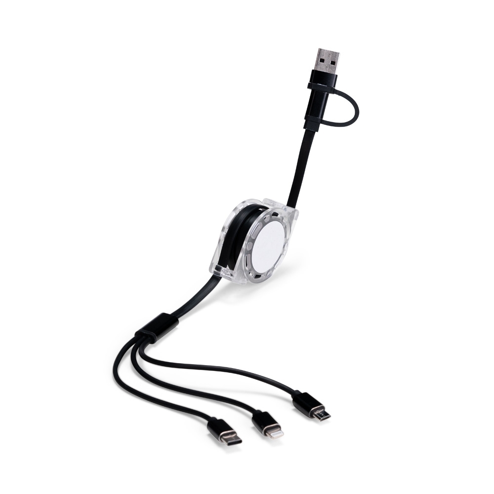 Cabo Retrátil 3 em 1 com Adaptador.