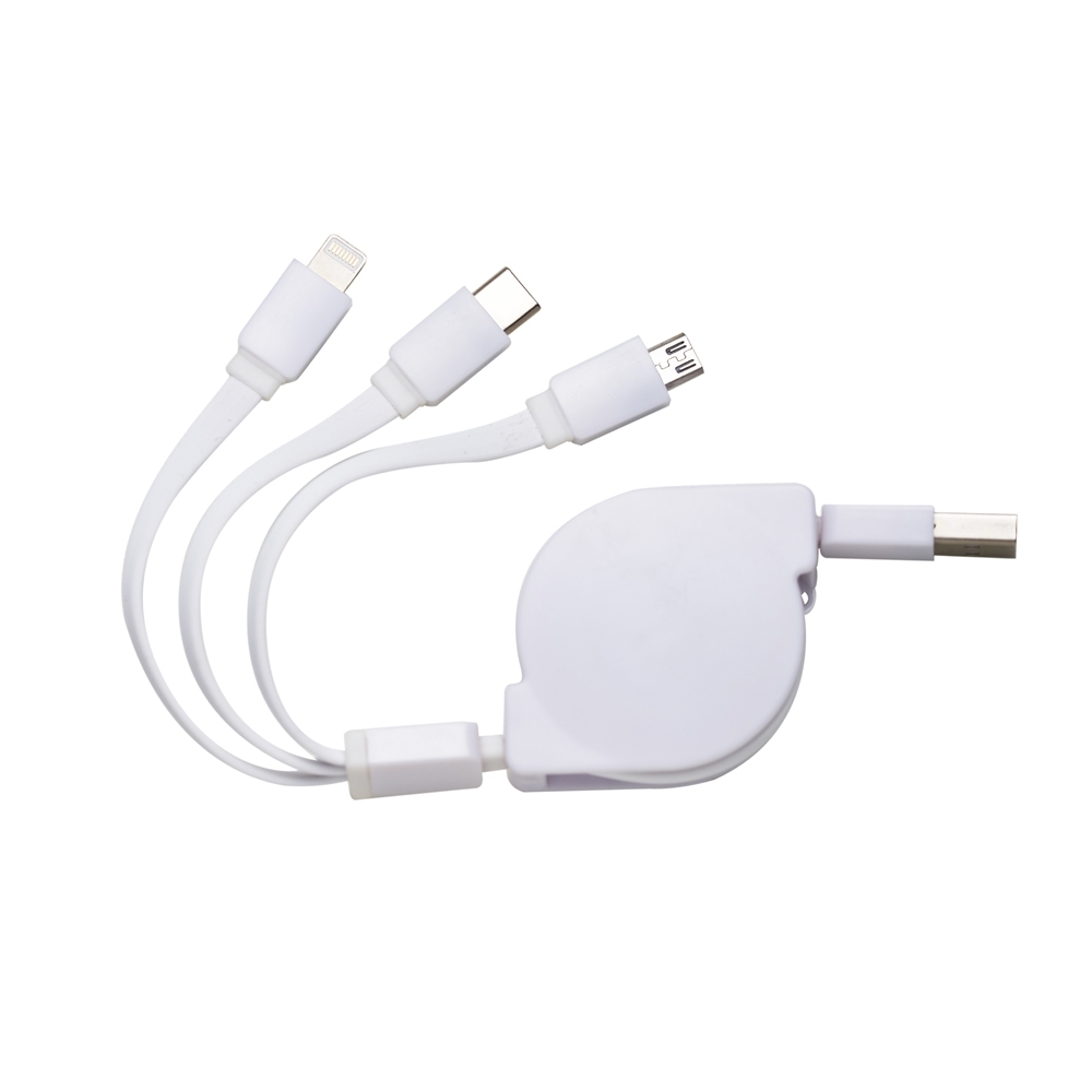 Cabo USB Retrátil 3 em 1.