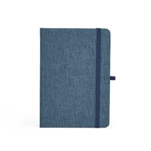 Caderneta em Linho 17 x 12 com Pauta. — Azul