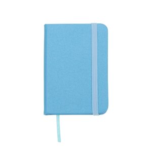 Mini Caderneta Sintética Brilhante 10 x 7 sem Pauta. — Azul claro