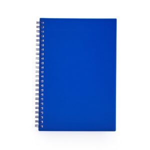 Caderno A5 Plástico com Pauta. — Azul