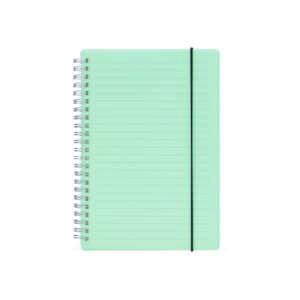 Caderno A5 Plástico com Pauta. — Azul