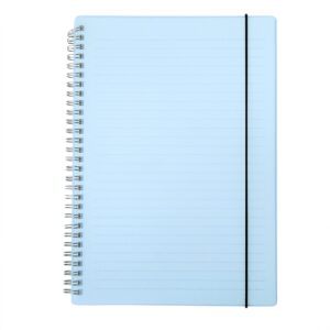 Caderno B5 Plástico com Pauta. — Azul