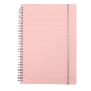 Caderno B5 Plástico com Pauta. — Rosa