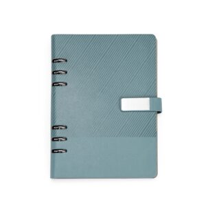 Caderno Fichário A5 Couro Sintético. — Azul