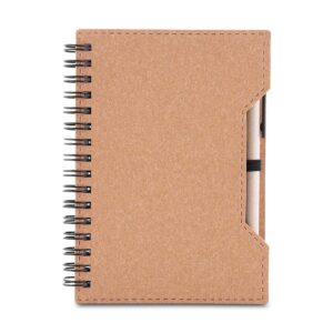 Caderno de Papelão com Caneta.