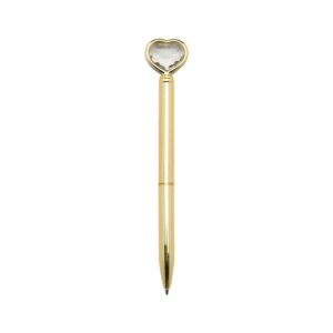 Caneta Metal Coração Diamante.
