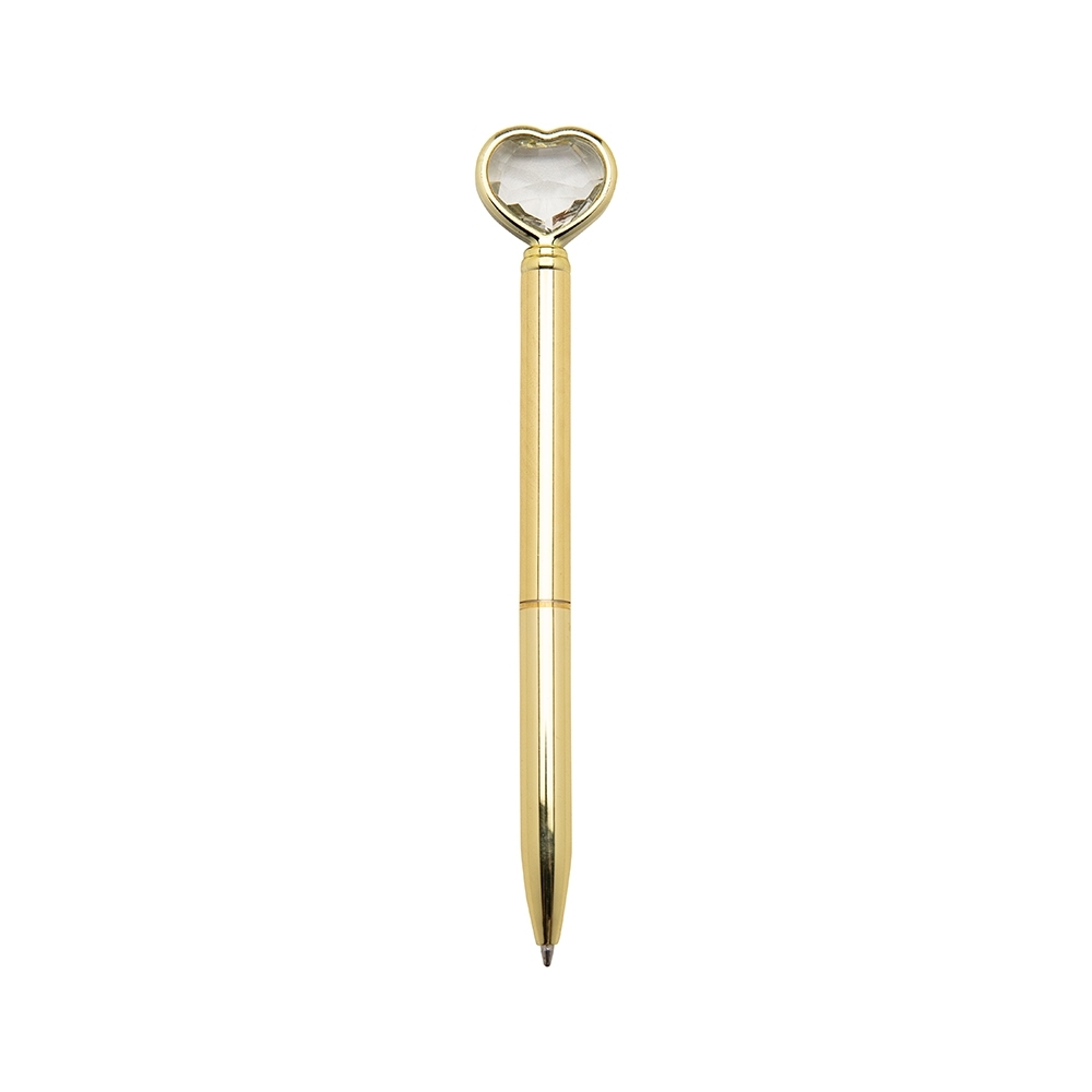 Caneta Metal Coração Diamante.