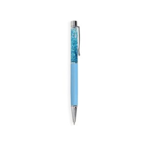 Caneta Metal Glitter. — Azul claro