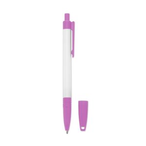 Caneta Plástica com Cordão. — Rosa