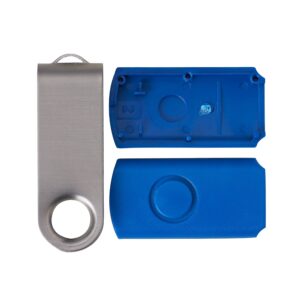 Carcaça Pen Drive Giratório Escovado. — Azul