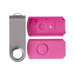 Carcaça Pen Drive Giratório Escovado. — Rosa