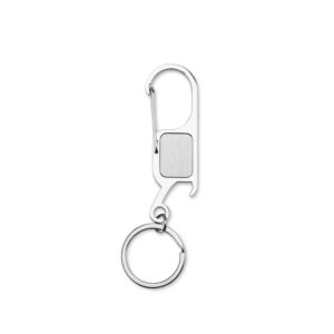 Chaveiro Metal com Mosquetão e Abridor.