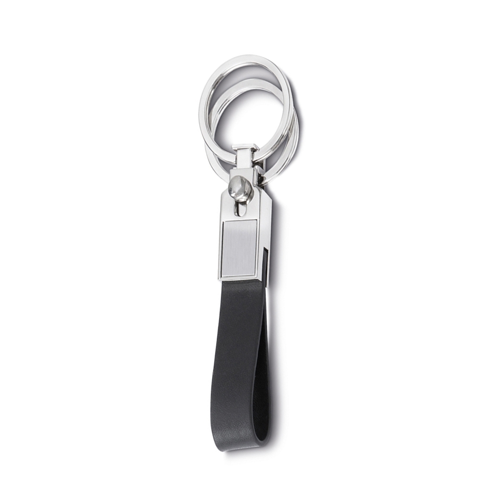 Chaveiro Metal Couro Sintético com 2 Argolas.