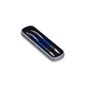 Conjunto Caneta e Lapiseira Metal. — Azul