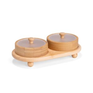 Conjunto Potes Bambu 2 Peças com Suporte.