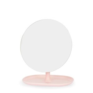 Espelho de Mesa Plástico. — Rosa