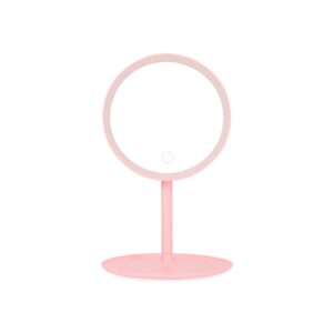 Espelho de Mesa Plástico com Iluminação LED. — Rosa
