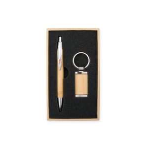 Kit Caneta e Chaveiro Bambu.