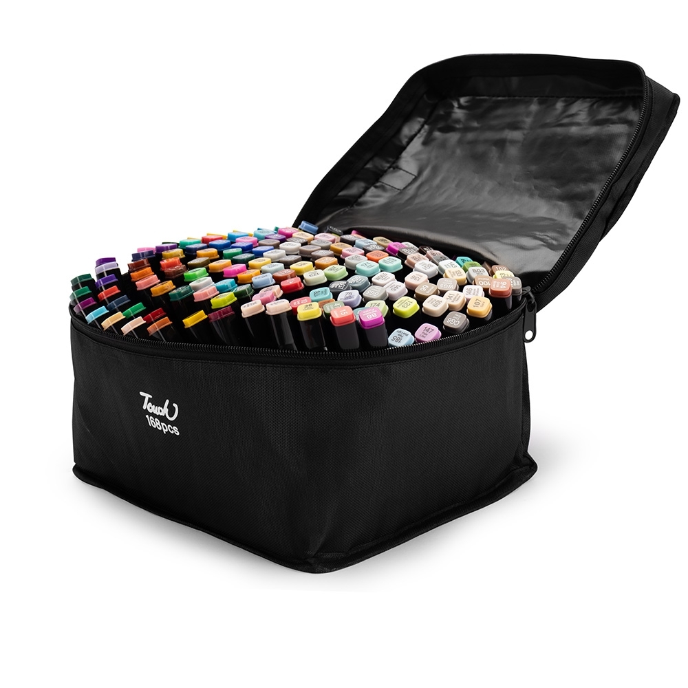 Kit Canetas Marcadoras Pontas Duplas com 168 Cores.