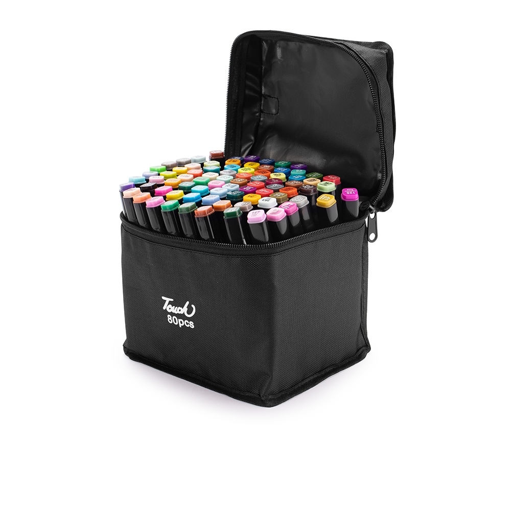 Kit Canetas Marcadoras Pontas Duplas com 80 Cores.