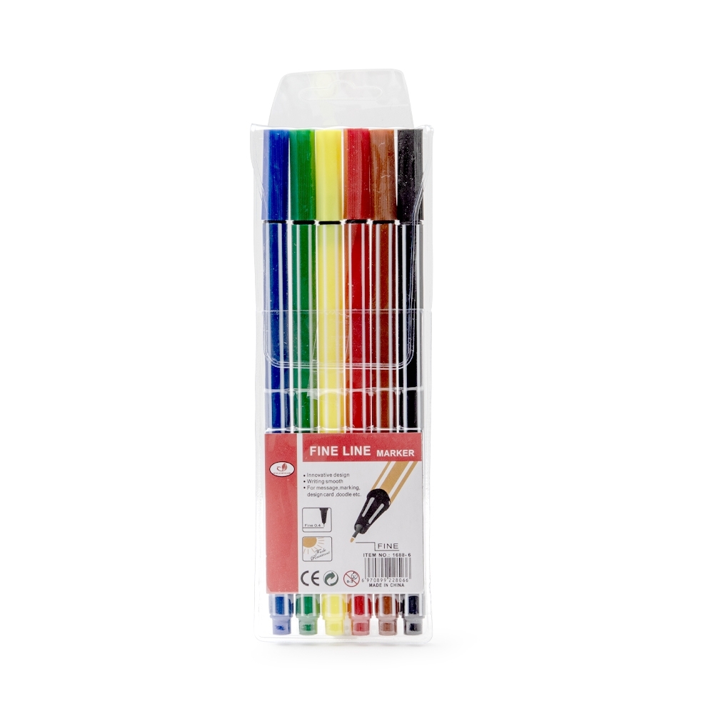 Kit Canetinhas Traço Fino 6 cores.