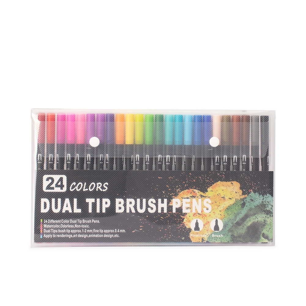 Kit Canetinhas Ponta Dupla 24 Cores.