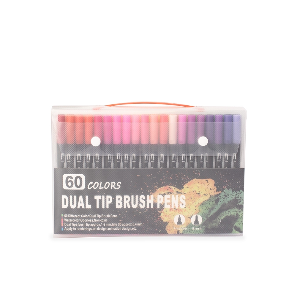 Kit Canetinhas Ponta Dupla 60 Cores.