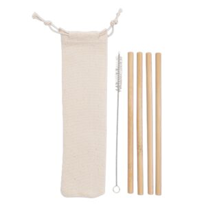Kit Canudos de Bambu com Escova de Limpeza.
