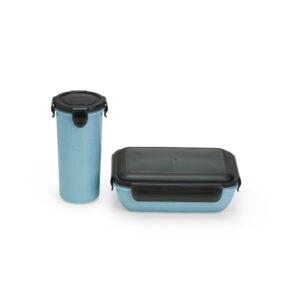 Kit Copo e Marmita Fibra de Bambu. — Azul