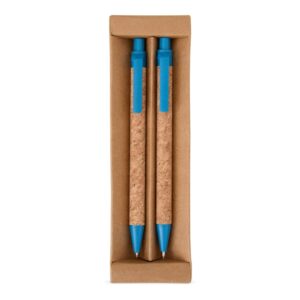 Kit Ecológico Caneta e Lapiseira Cortiça. — Azul