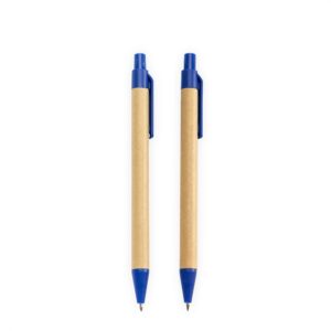 Kit Ecológico Caneta e Lapiseira Papelão. — Azul