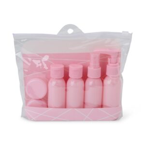 Kit Viagem Plástico 6 Peças. — Rosa