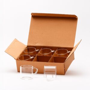 Kit Xícaras de Vidro Borossilicato 100ml 6 Peças.