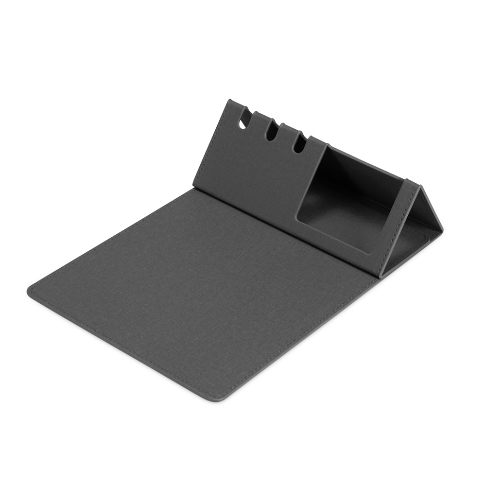 Mouse Pad com Suporte de Celular e Canetas.
