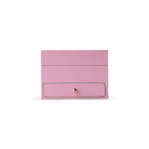 Porta-Joias Couro Sintético com Gaveta. — Rosa
