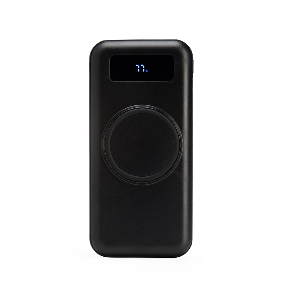 Power Bank 10.000mAh com Carregamento via Indução ou via Cabo.